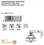 Встраиваемый спот (точечный светильник) Eglo Einbauspot gu10 87377 - Схема